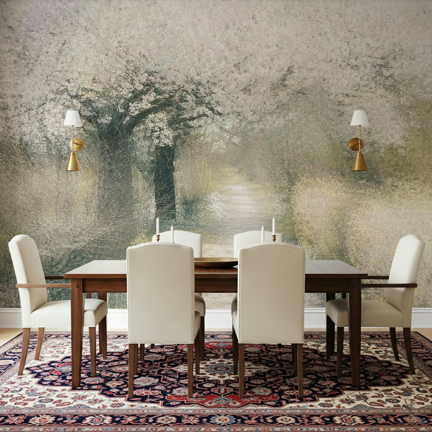 A serene tranquil flower wall mural for your decor.