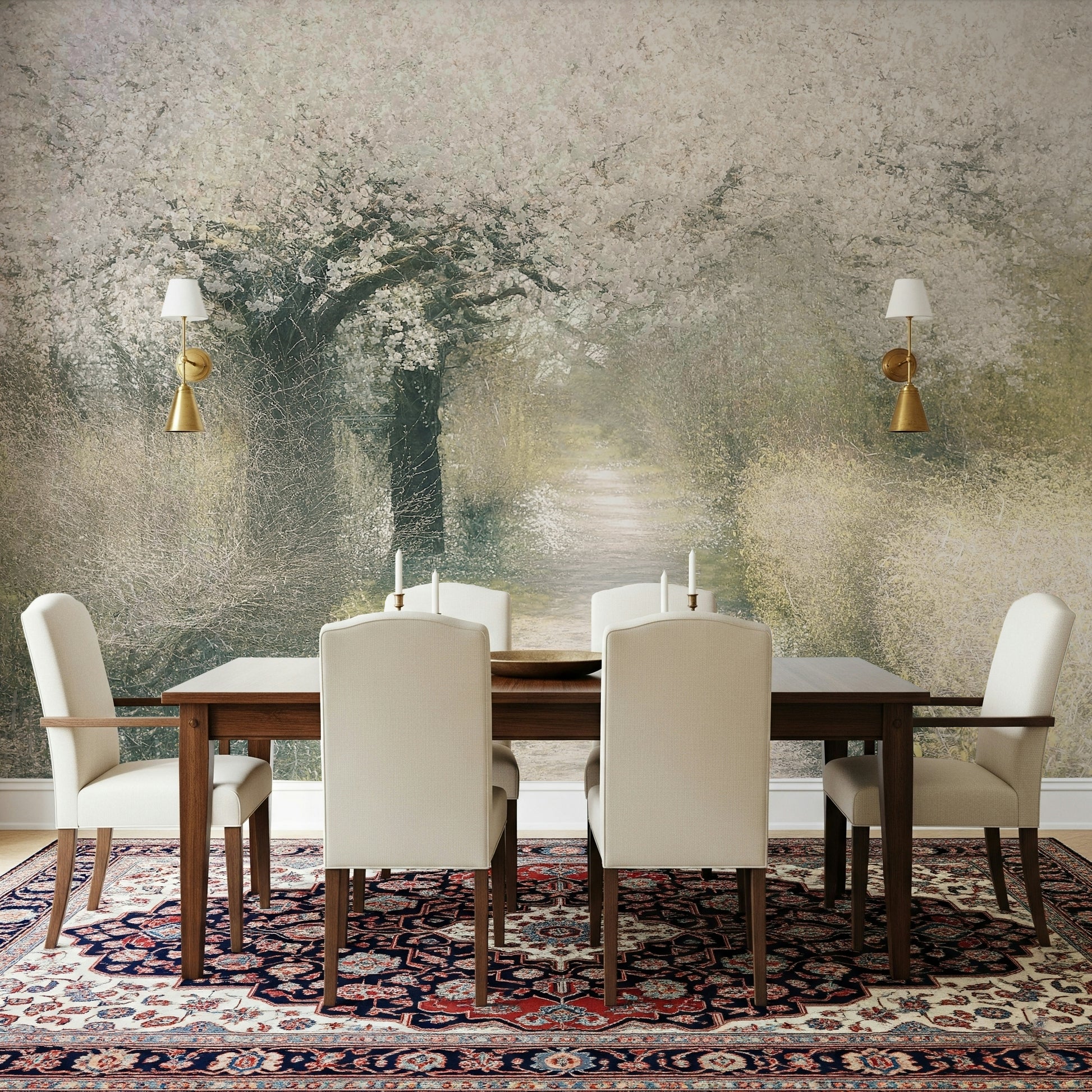 A serene tranquil flower wall mural for your decor.