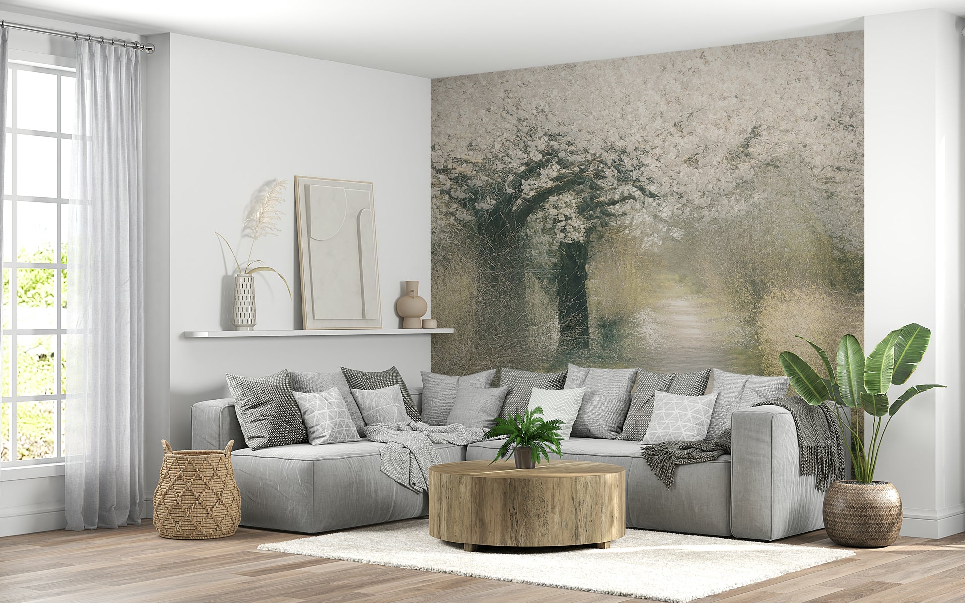 A high-quality serene flower wall mural for walls.