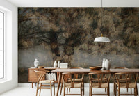 A beautiful wide-angle wall mural of a dreamy wood.