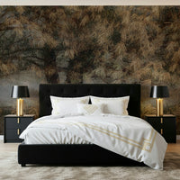 A calming serene forest wallpaper mural that defines a space.