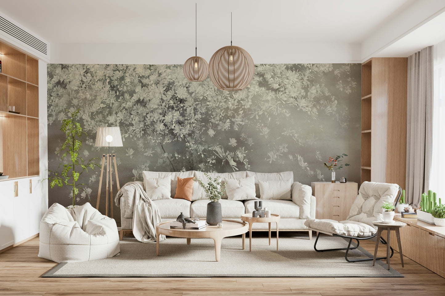 An artistic nature inspired mural for home decor.
