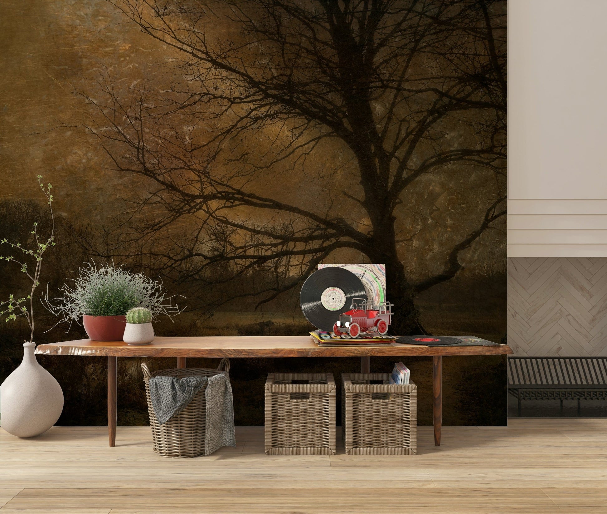 A classic forest theme wallpaper for walls.