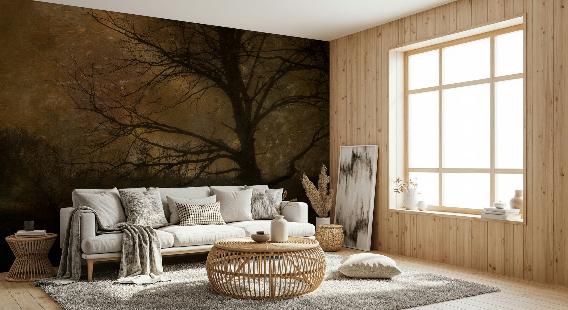 A serene subtle forest wall mural for your decor.