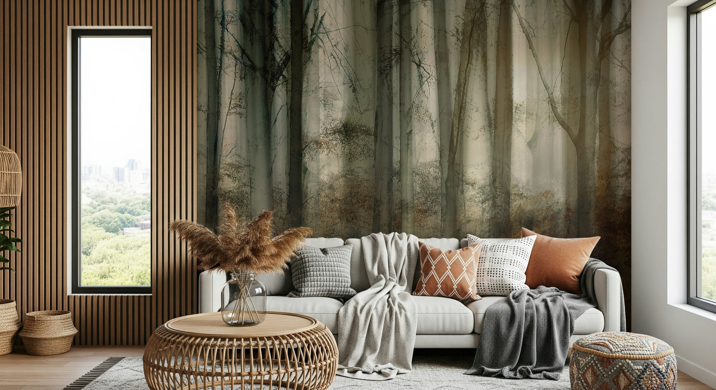 A classic forest theme wallpaper for walls.