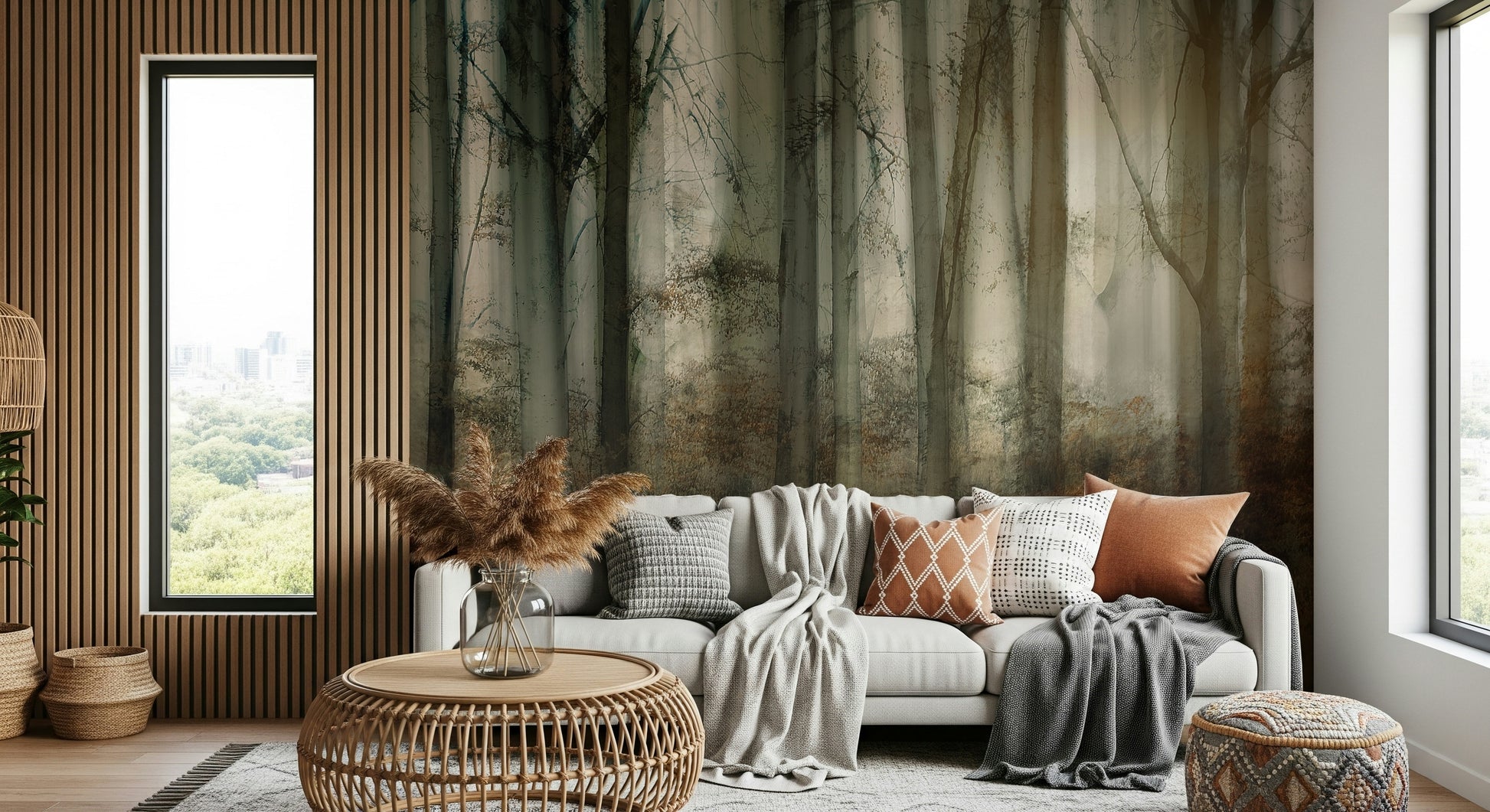 A classic forest theme wallpaper for walls.