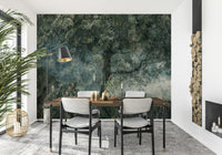 A graceful subtle pattern wall mural in cool, neutral tones.