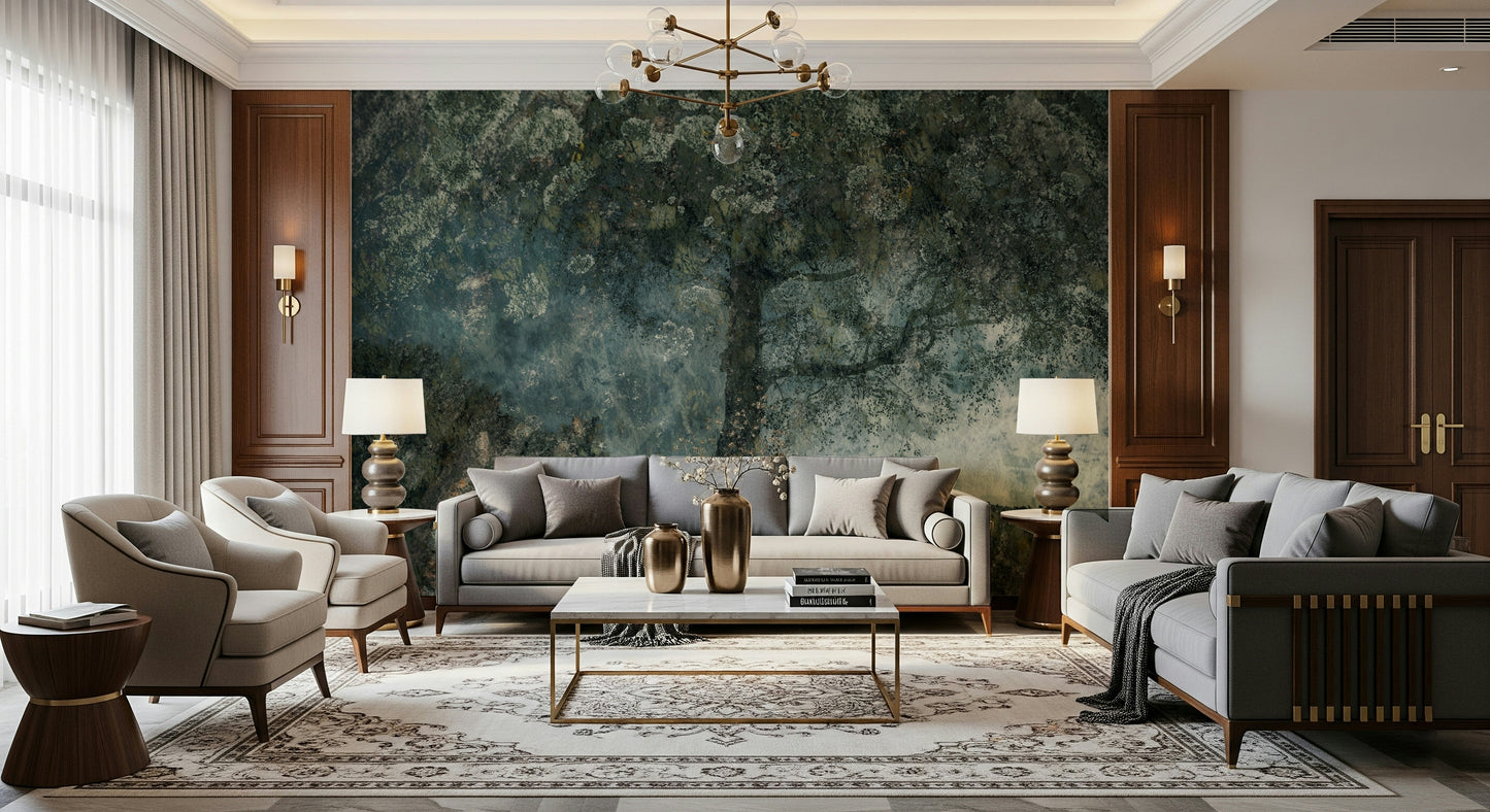 A beautiful modern art wall mural of delicate lines.