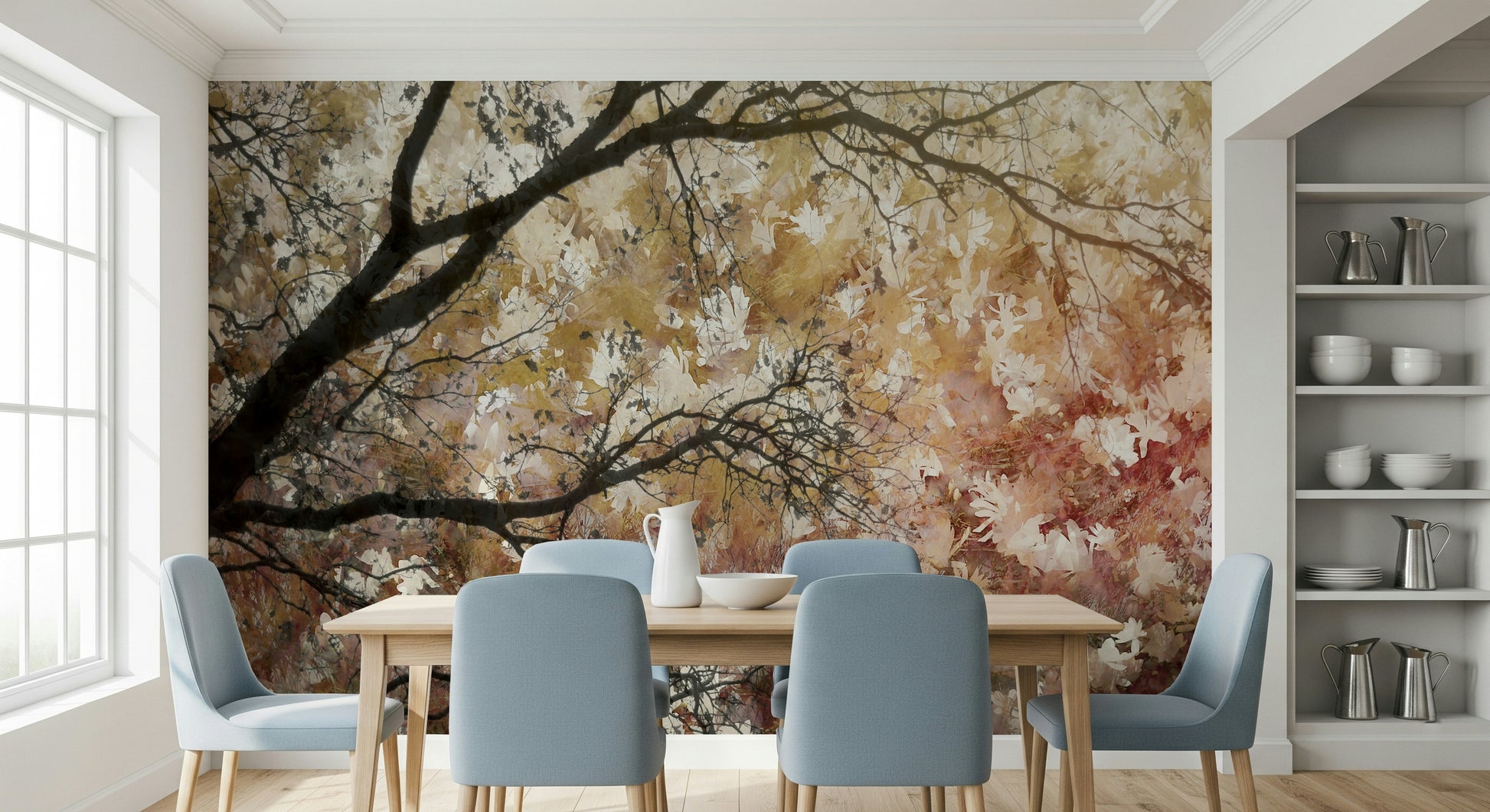 A serene forest landscape wall mural for your decor.