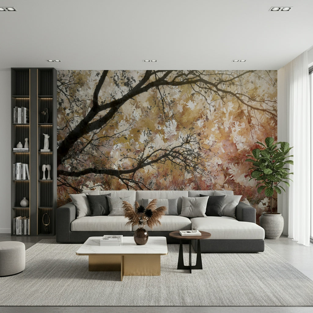 An artistic nature inspired mural for home decor.