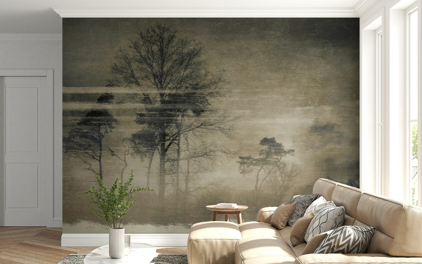 A serene subtle woods wall mural for your decor.
