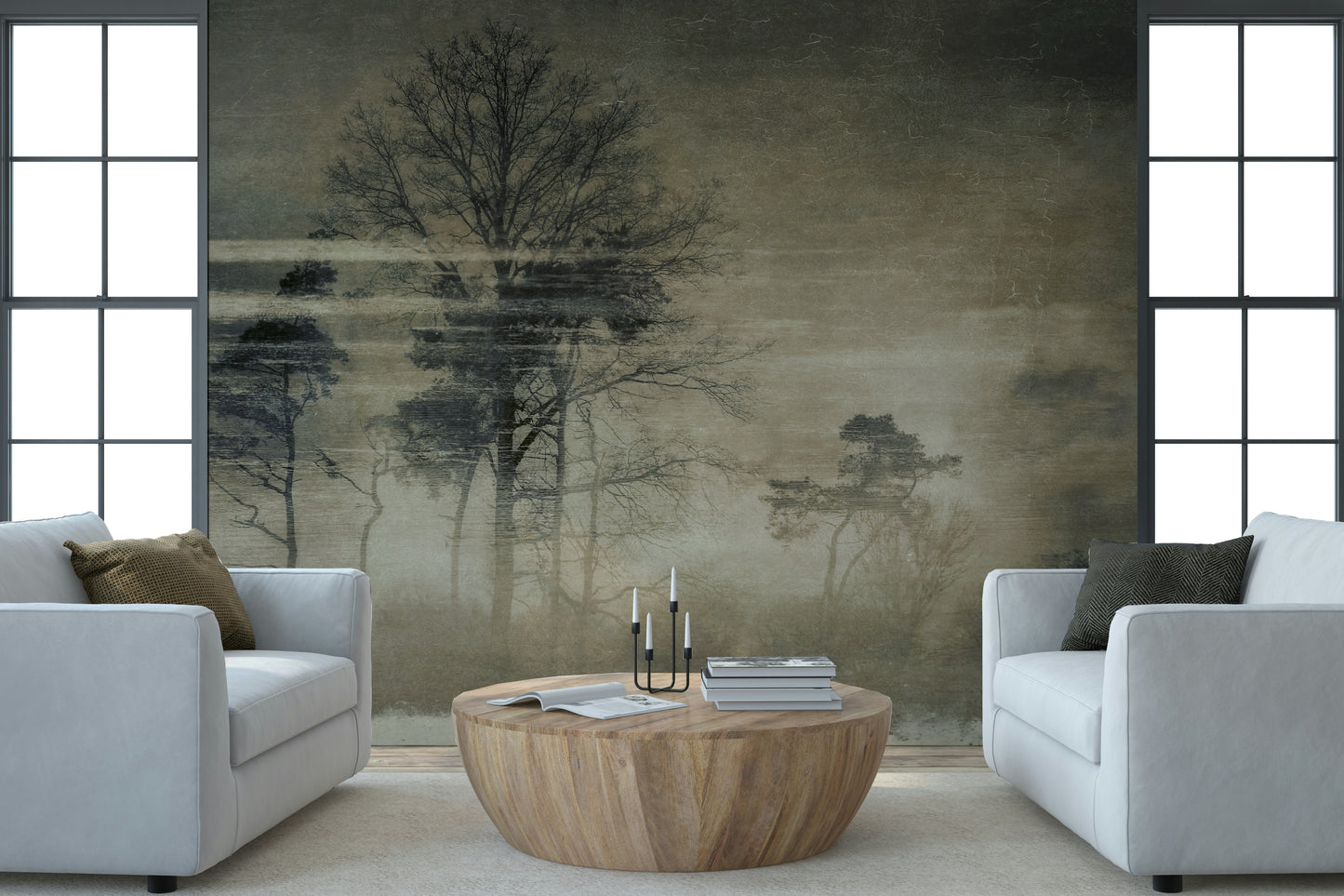 An artistic nature inspired mural for home decor.