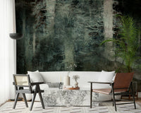 A calming serene forest wallpaper mural that defines a space.