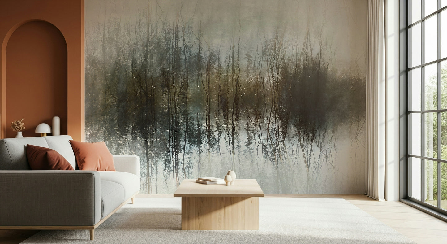 A contemplative gentle design wallpaper mural for a feature wall.