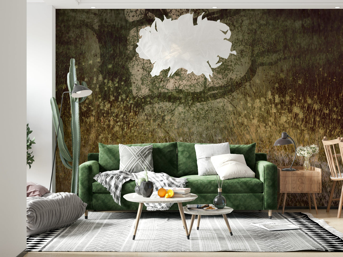 A contemplative gentle light wallpaper mural for a feature wall.