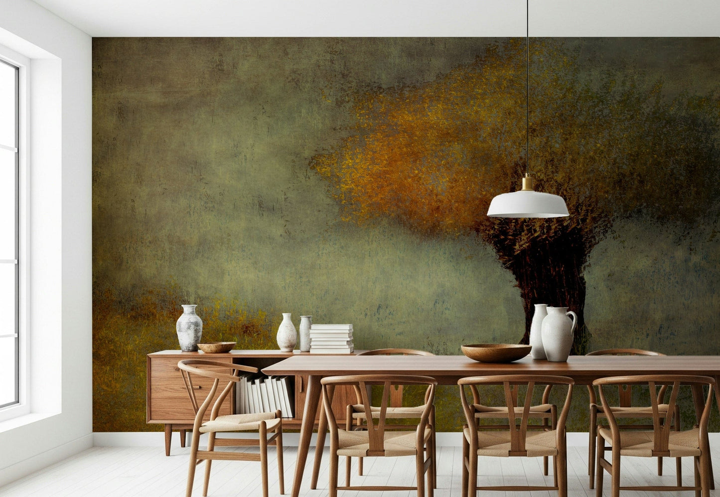A serene subtle forest wall mural for your decor.