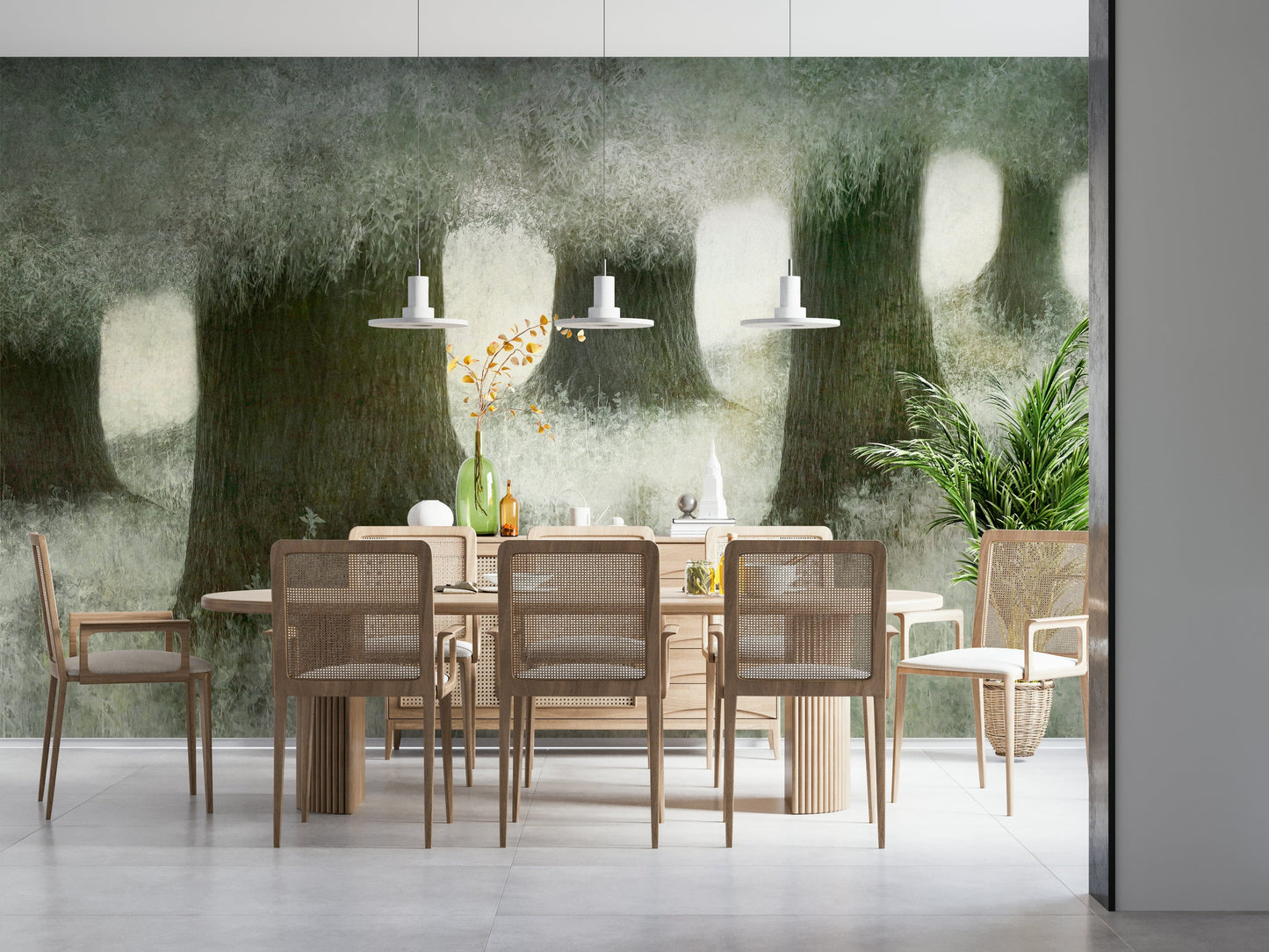 An artistic nature inspired mural for home decor.