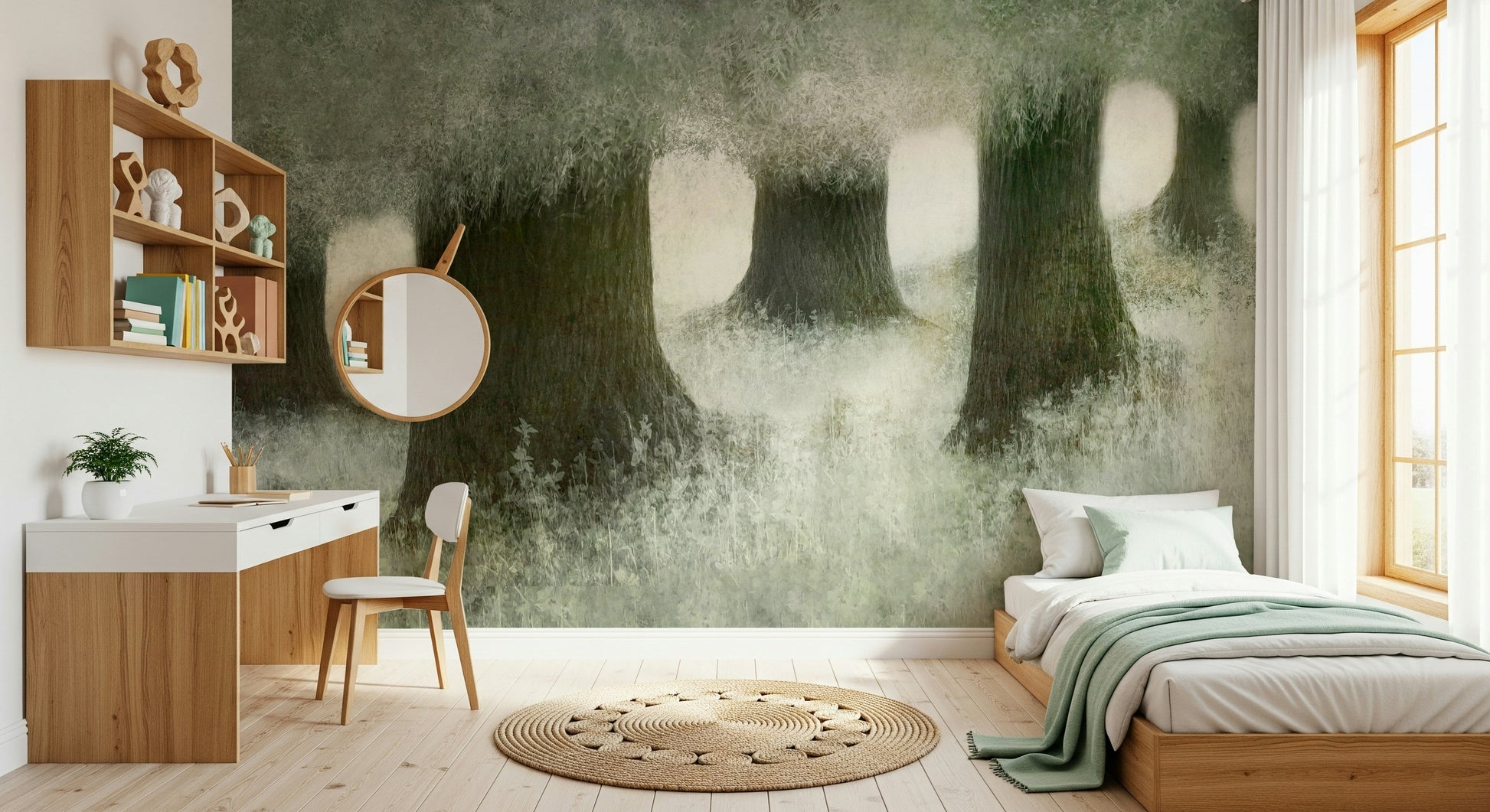 A classic forest theme wallpaper for walls.