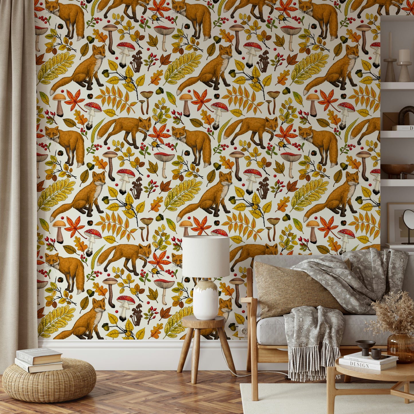 A classic whimsical fox design wallpaper for walls.