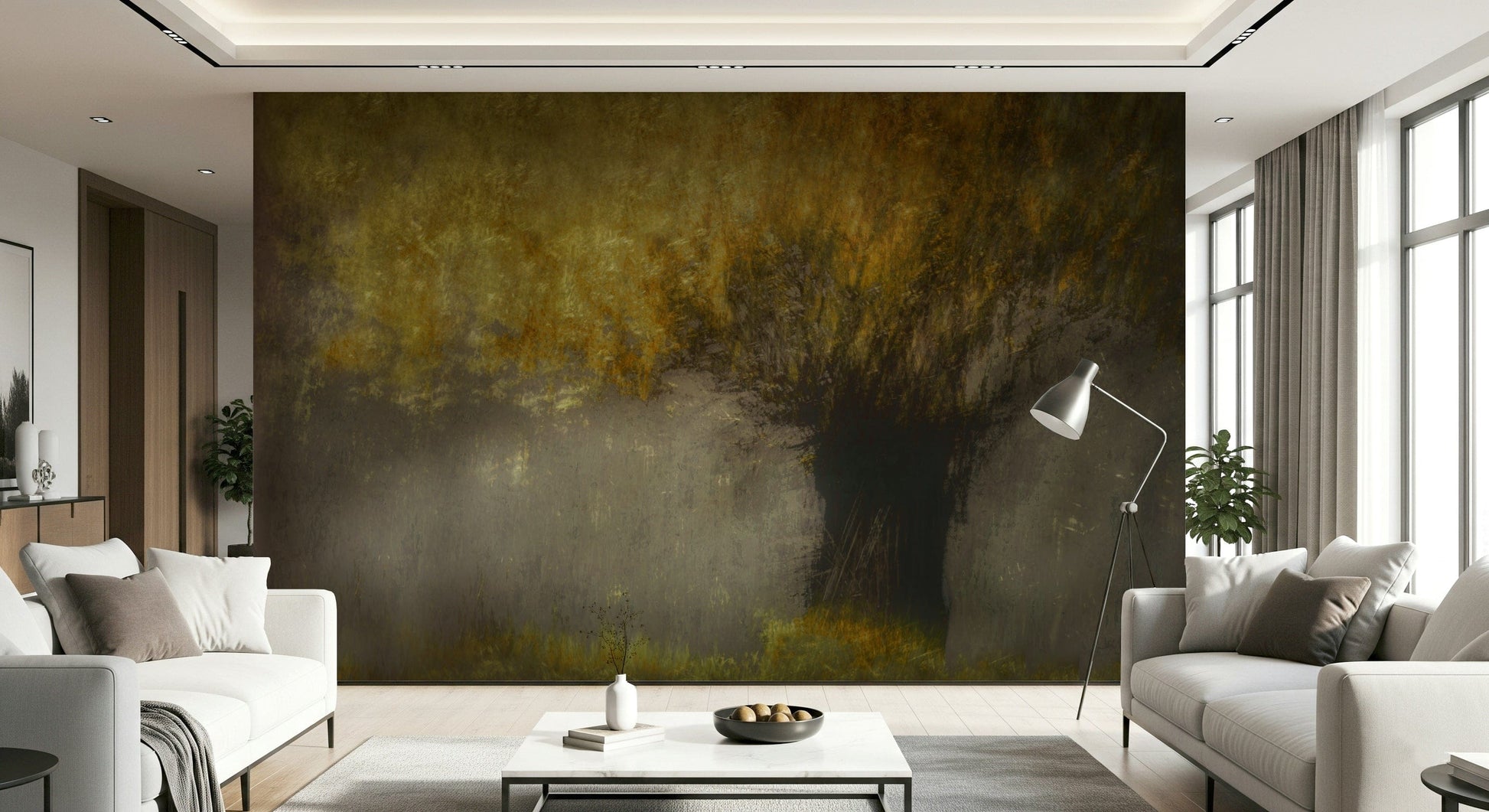 A contemplative gentle haze wallpaper mural for a feature wall.