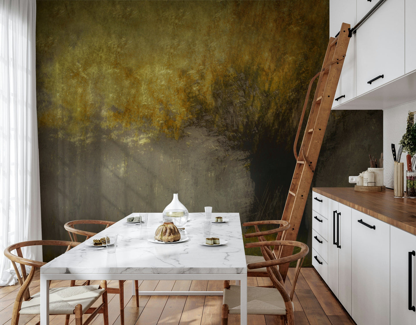 An artistic soft focus landscape mural on scenic wallpaper.