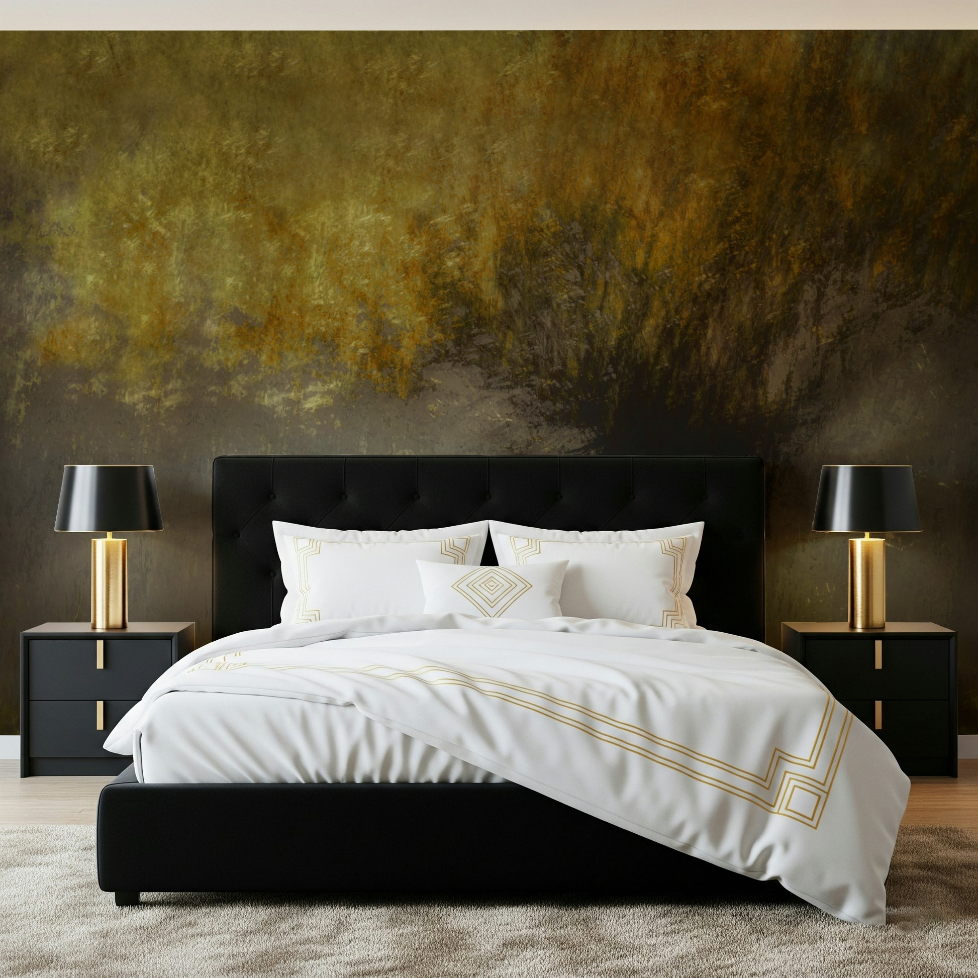 A graceful subtle light wall mural in cool, natural tones.