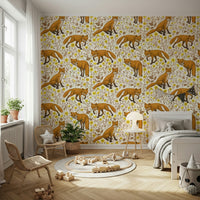A serene subtle animal pattern wall mural for whimsical decor.