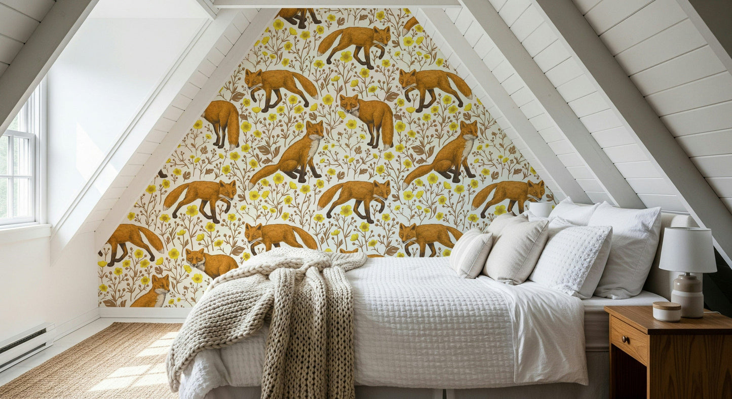 A contemplative gentle wildlife wallpaper mural for a feature wall.
