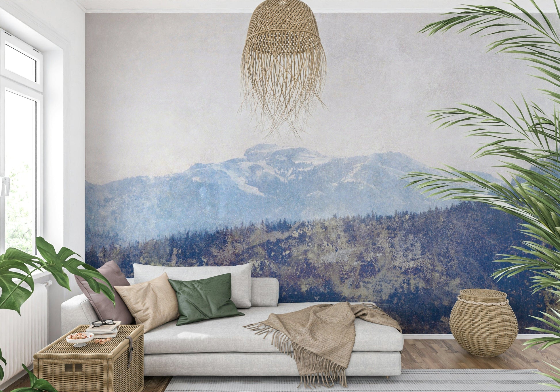 A serene majestic mountain wall mural for your decor.