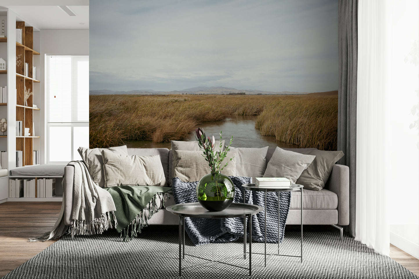 A contemplative gentle marsh wallpaper mural for a feature wall.