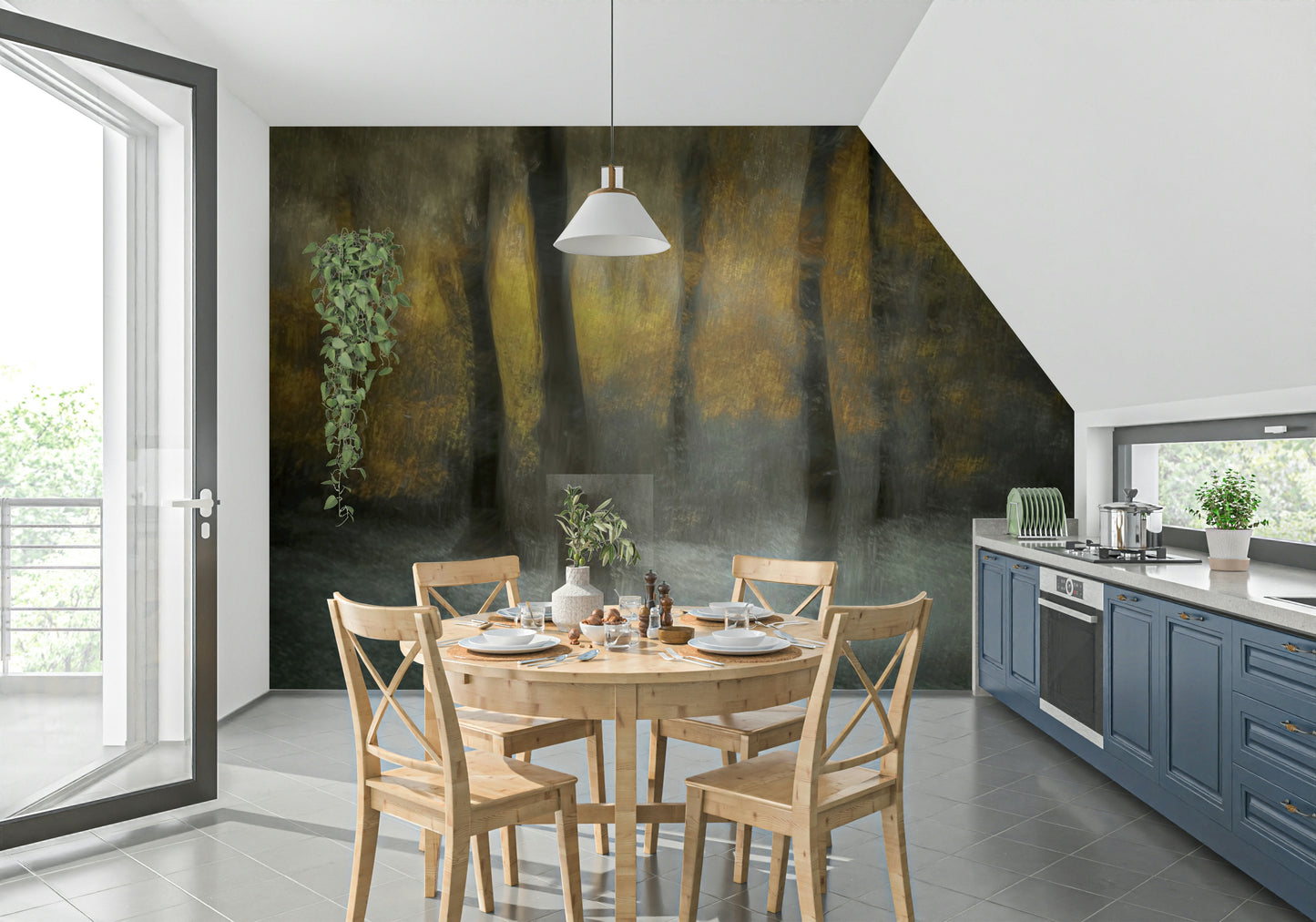 A serene dreamy woods wall mural for your decor.