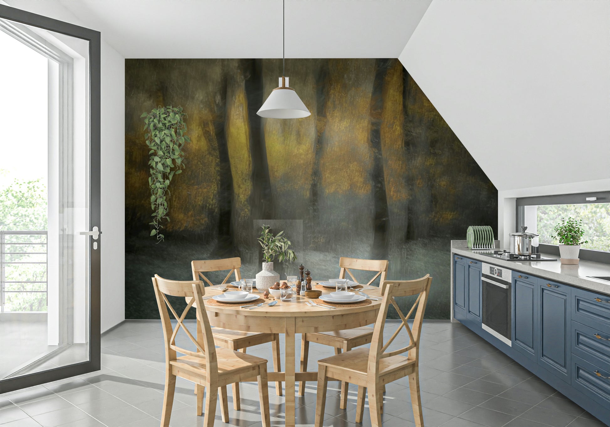 A serene dreamy woods wall mural for your decor.