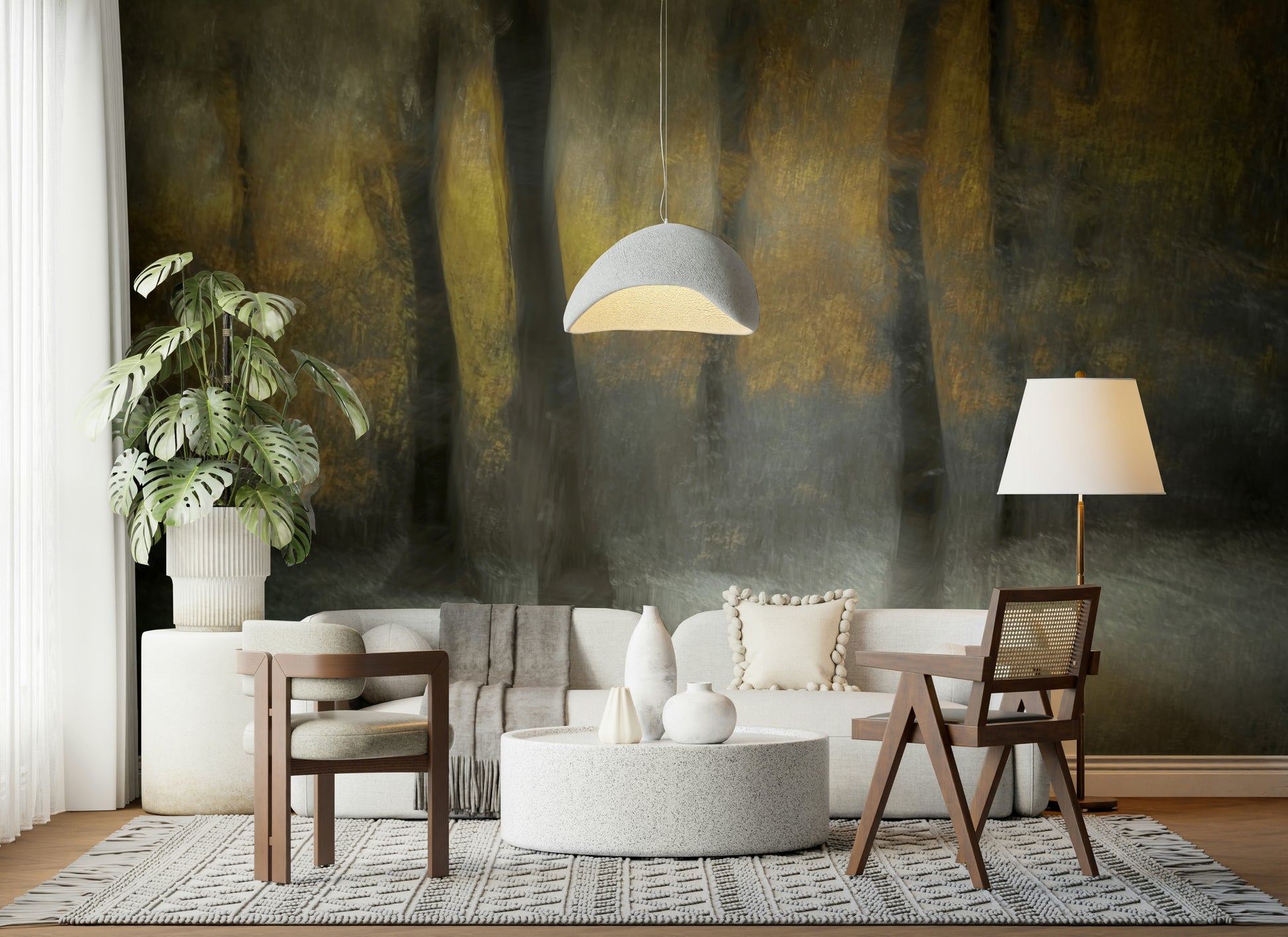 A classic forest theme wallpaper for walls.