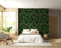 An artistic delicate bloom mural on minimalist wallpaper.