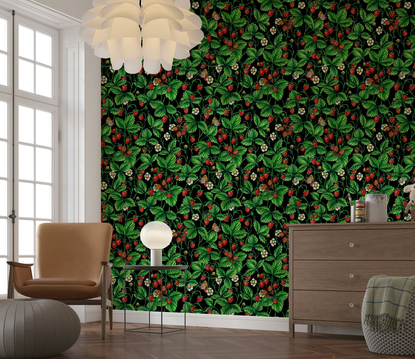 A classic soft floral wallpaper for walls.