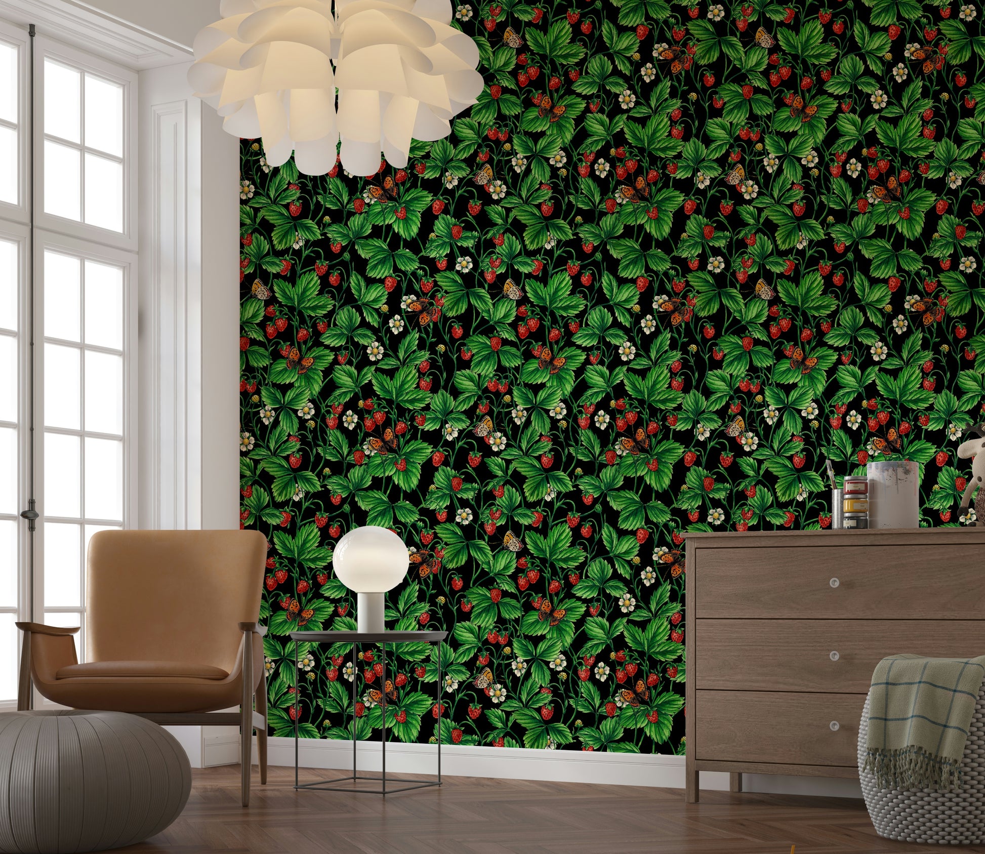 A classic soft floral wallpaper for walls.