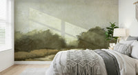 A calming serene view wallpaper mural that defines a space.