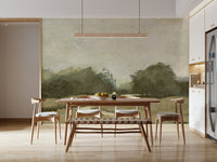 An artistic natural vista mural on scenic wallpaper.