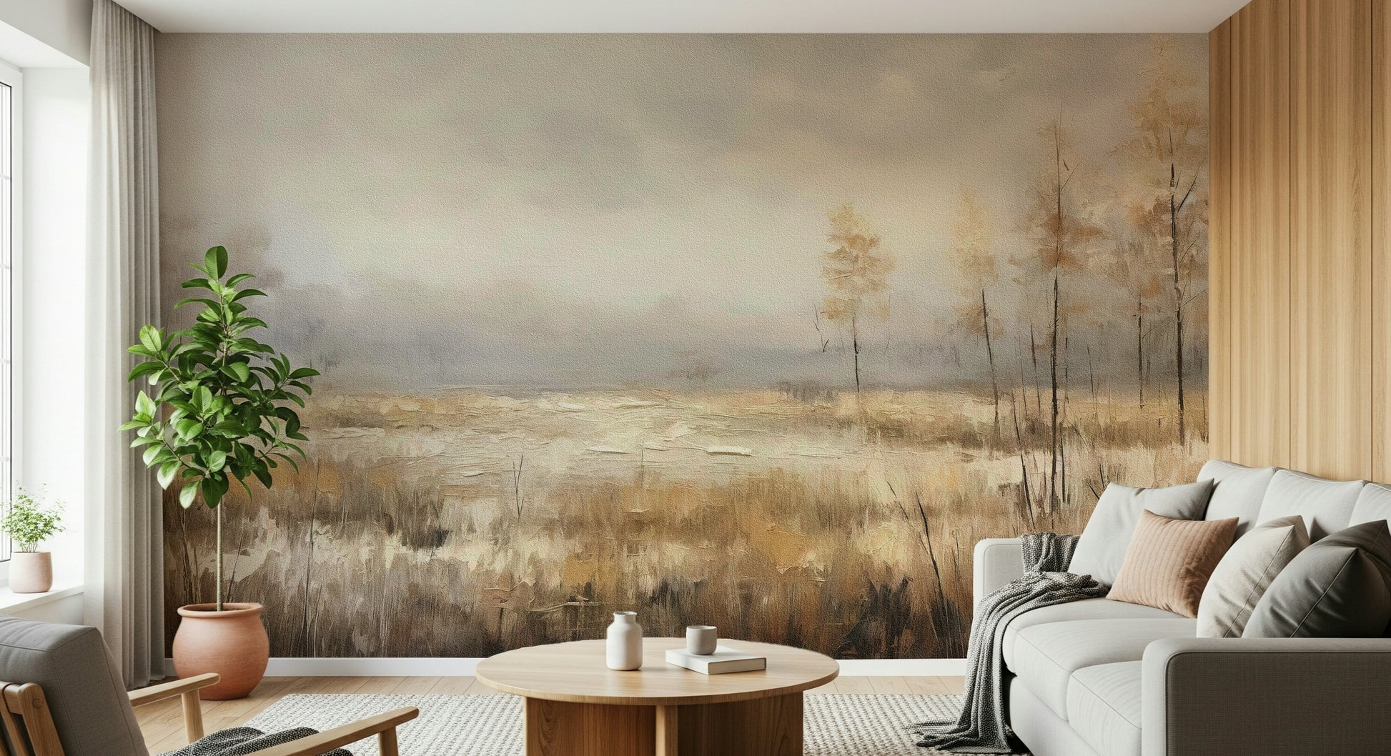 An artistic nature inspired mural for home decor.