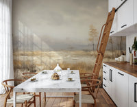 A contemplative gentle design wallpaper mural for a feature wall.