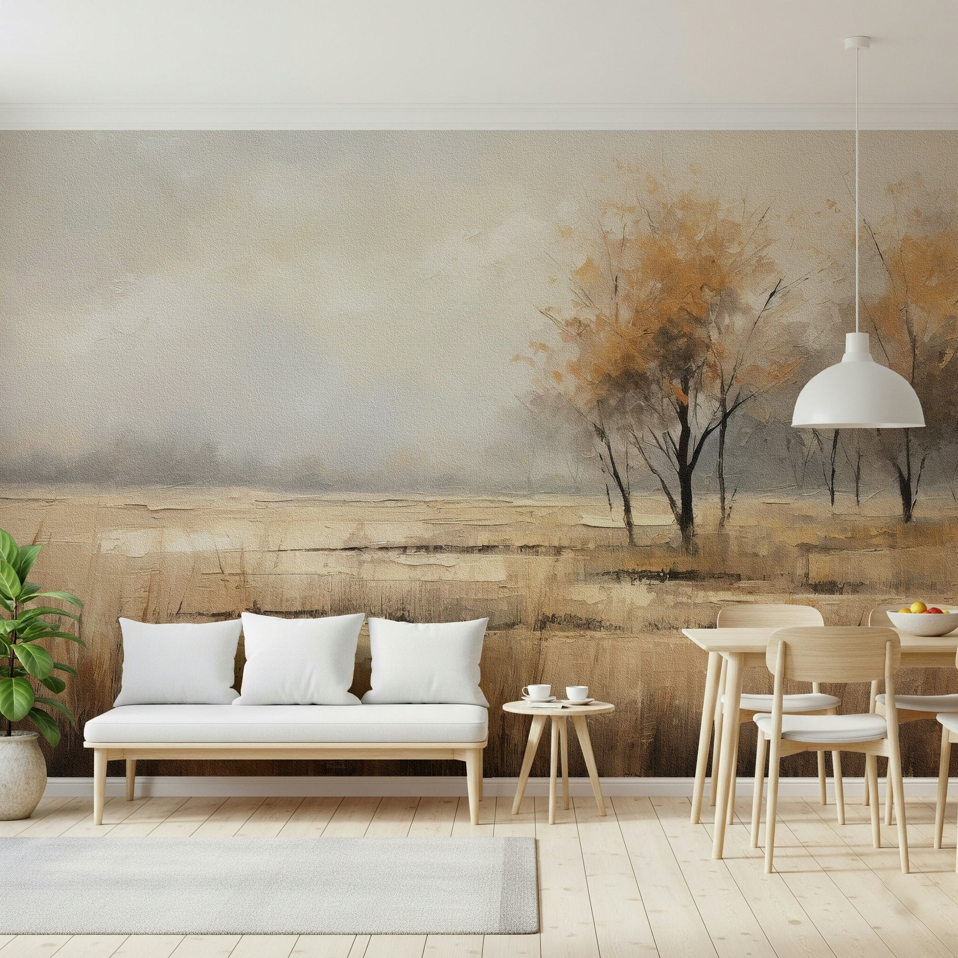 A serene seasonal landscape wall mural for your decor.