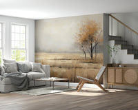 A calming serene view wallpaper mural that defines a space.