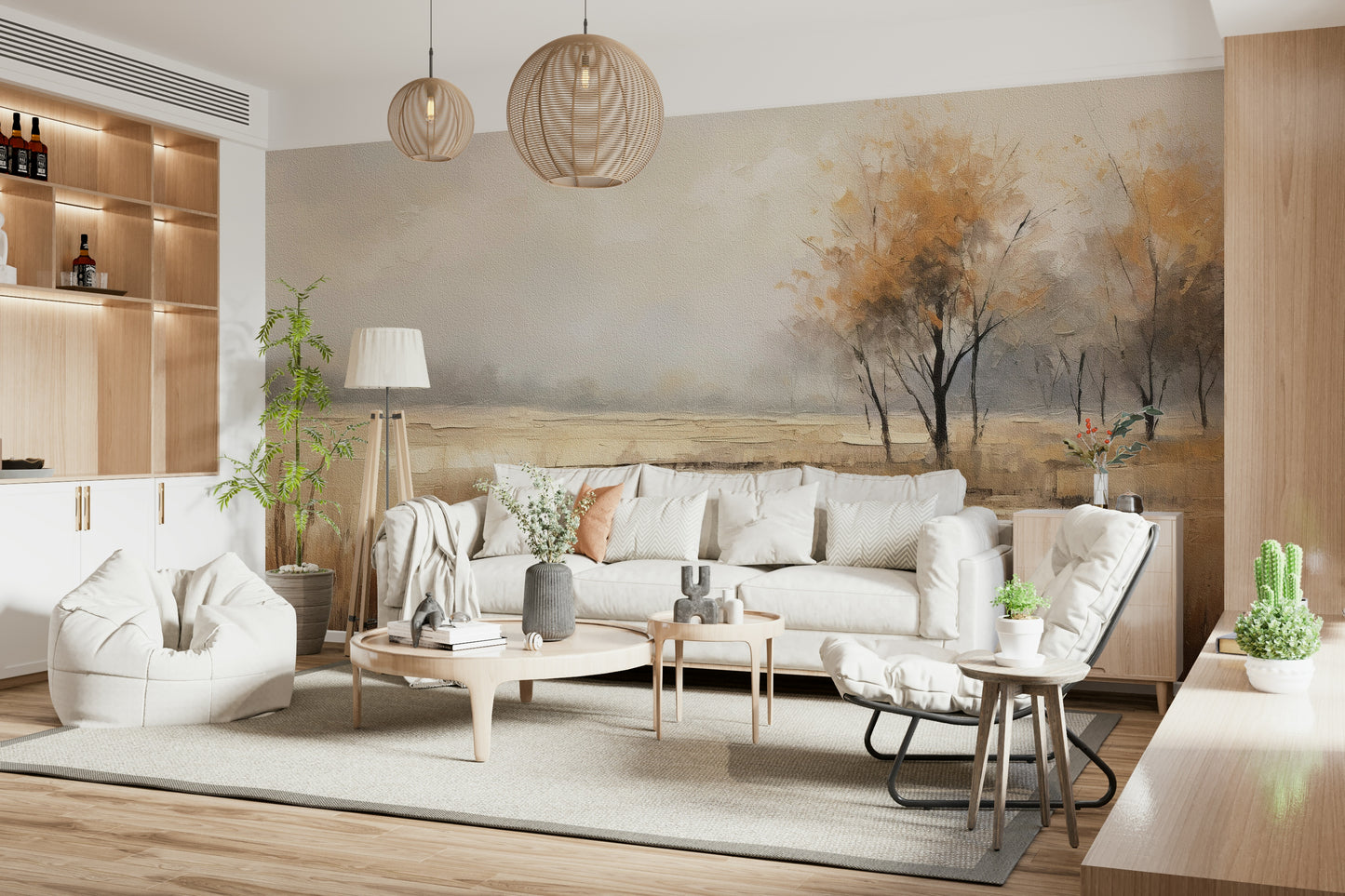 An artistic nature inspired mural for home decor.