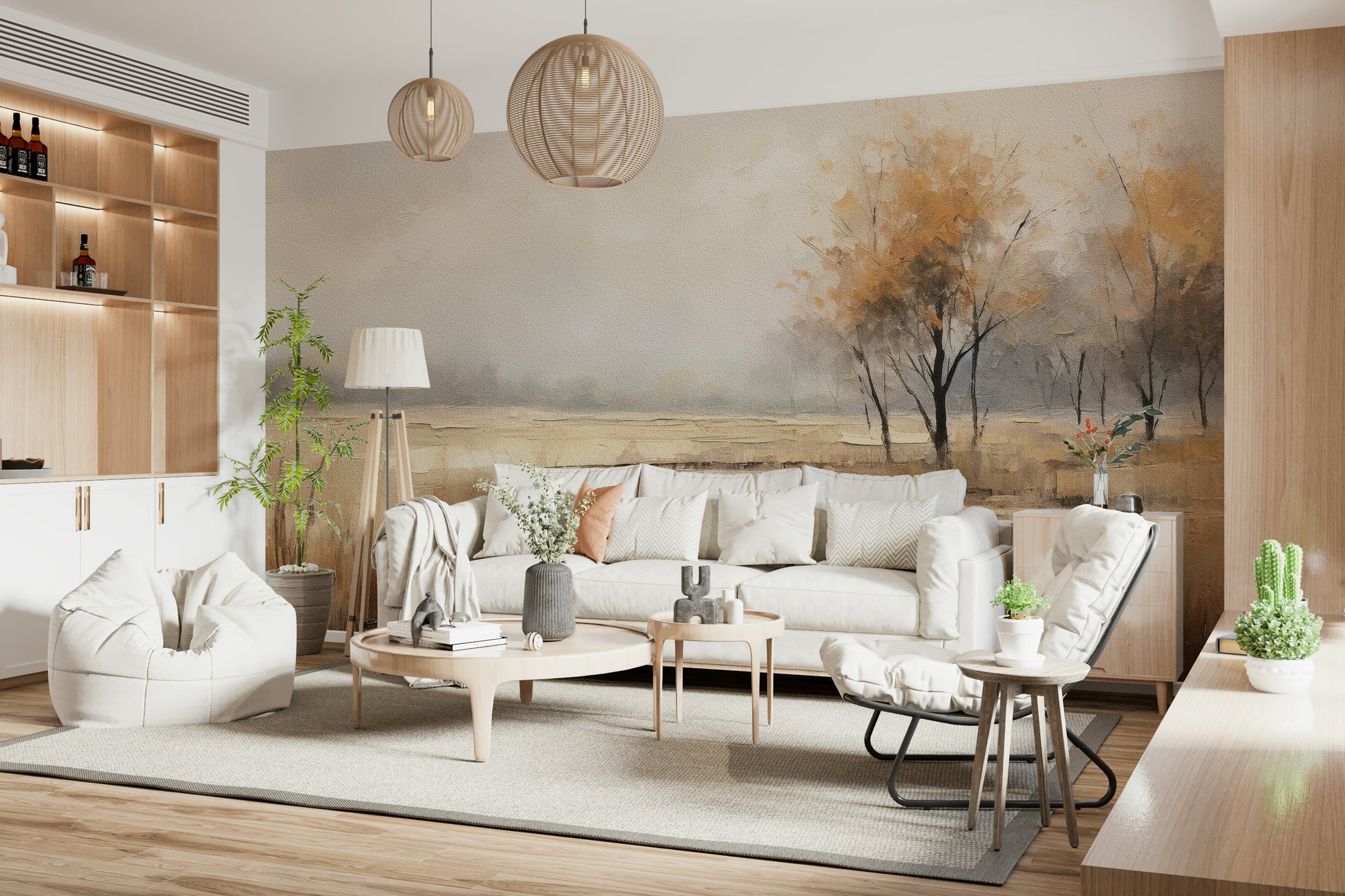 An artistic nature inspired mural for home decor.