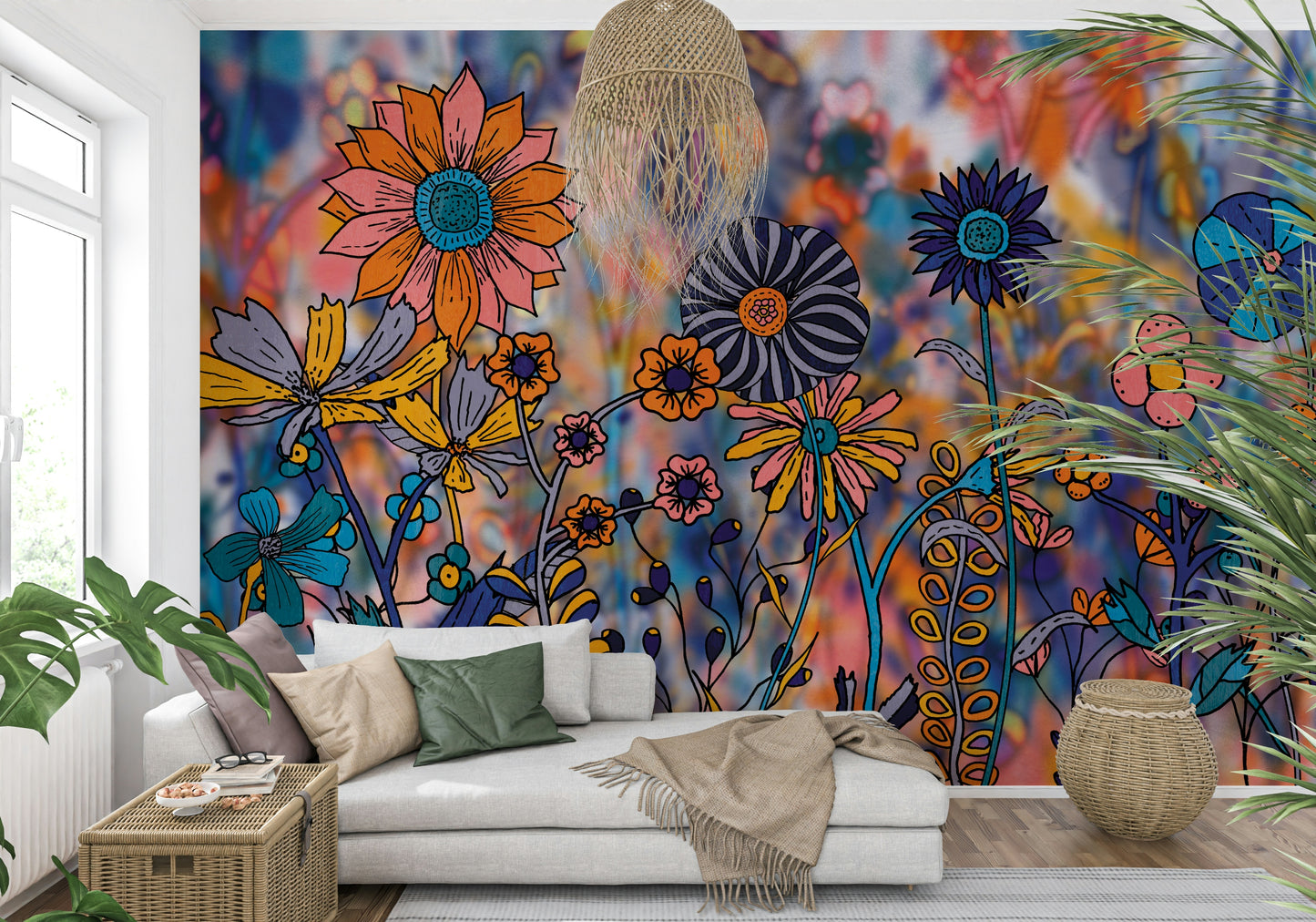 An artistic nature inspired mural for home decor.