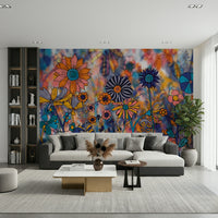 A serene colorful flower field wall mural for your decor.