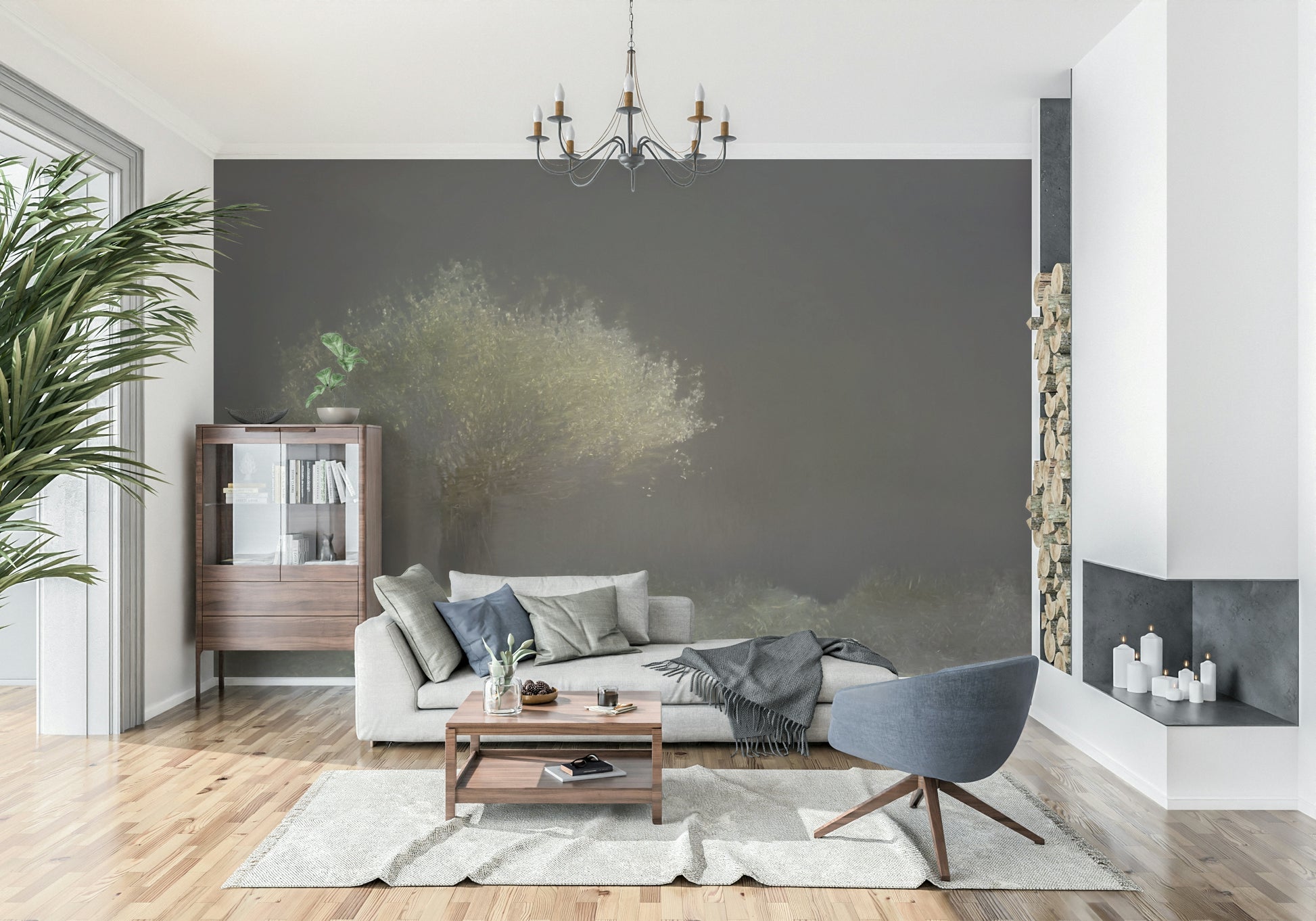 An artistic nature inspired mural for home decor.