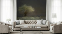 A calming serene forest wallpaper mural that defines a space.
