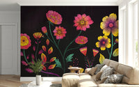 A calming floral design wallpaper mural that defines a space.