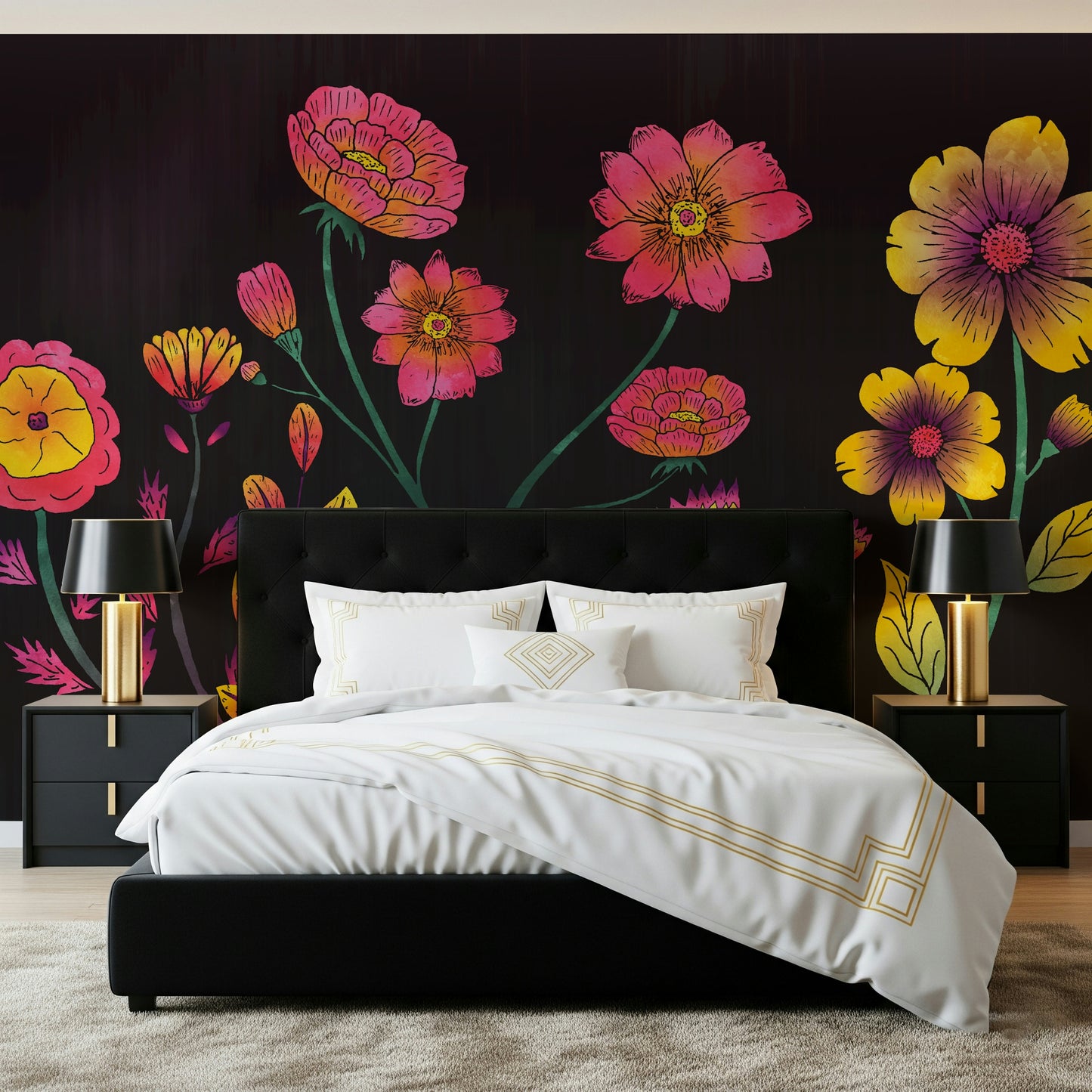Luminous Floral Whispers Wall Mural